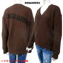 ディースクエアード DSQUARED2 レディース トップス ニット セーター ロゴ ダメージ加工 ネック/裾/袖口クラッシュ加工Vネックニット ブラウン S7...