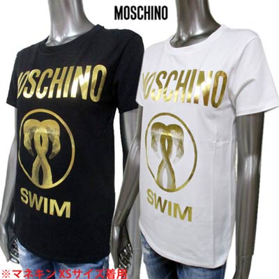 モスキーノ MOSCHINO レディース トップス Tシャツ 半袖 ロゴ 2color MOSCHINOゴールドロゴ・フラミンゴプリントTシャツ 白/黒 A1906 2103 1/555 (R21700) 02S 春夏【送料無料】 【smtb-TK】のサムネイル