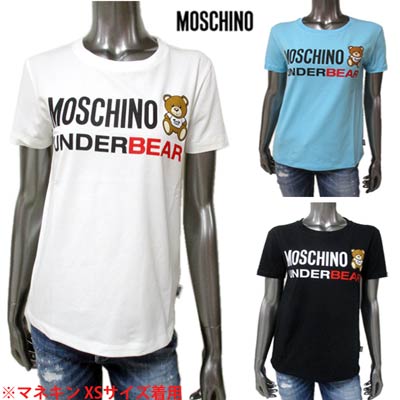 モスキーノ MOSCHINO レディース トップス Tシャツ 半袖 ロゴ 3color MOSCHINOロゴ・モスキーノベアー・ロゴタグ付Tシャツ 白/水色/黒 A1904 9003 1/301/555 (R17300) 02S 春夏【送料無料】 【smtb-TK】