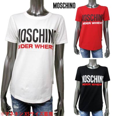 樂天商城 - モスキーノ MOSCHINO レディース トップス Tシャツ 半袖 ロゴ 3color ビッグMOSCHINOロゴ・裾ロゴタグ付Tシャツ 白/赤/黒 A1905 9003 1/113/555 (R16700) 02S 春夏【送料無料】 【smtb-TK】