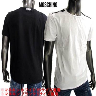 モスキーノ Tシャツ メンズ モスキーノ MOSCHINO メンズ トップス Tシャツ 半袖 ロゴ 2color ショルダー部分MOSCHINOロゴ・バックスモールロゴ付Tシャツ 白/黒 A1921 8136 1/555 (R12800) 02S 春夏【送料無料】 【smtb-TK】