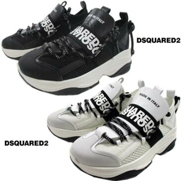 ディースクエアード DSQUARED2 レディース 靴 スニーカー ロゴ 2color DSQUARED2ロゴベルト・かかと部分紐付厚底スニーカー 白/黒 SNW0040 16502617 1062/2124 (R128700) 02S 2020年春夏新作【送料無料】 【smtb-TK】