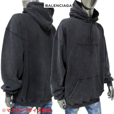 バレンシアガ BALENCIAGA メンズ トップス パーカー フーディー ロゴ 裏起毛・エンブレムロゴ・BALENCIAGA PARISロゴプリント付きパーカー グレー スミクロ 578135 THV86 1140 (R106700) 02S 2020年春夏新作【送料無料】 【smtb-TK】