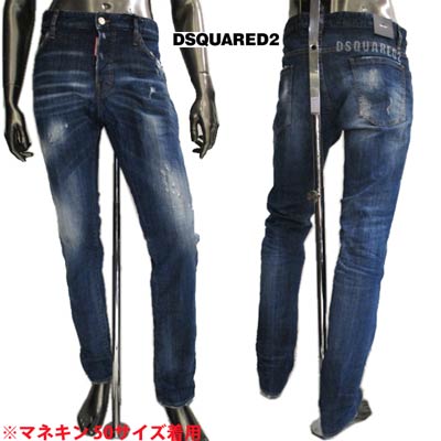 ディースクエアード DSQUARED2 メンズ パンツ ボトムス ロゴ SLIM JEAN クラッシュ加工・バックポケット部分DSQUARED2ロゴ刻印付きデニムパンツ ブルー S74LB0758 S30342 470 (R80300) 02A 秋冬【送料無料】 【smtb-TK】