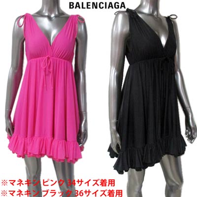 バレンシアガ BALENCIAGA レディース トップス チュニック ワンピースとしても着可 2color Babydollデザイン・裾フレアチュニック ピンク/黒 626490 TAV54 5510/1000 (R192500) 02A 秋冬【送料無料】 【smtb-TK】