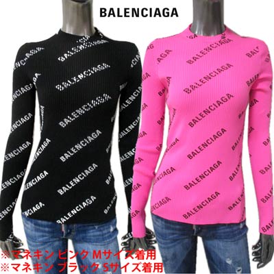 バレンシアガ BALENCIAGA レディース トップス ロンT 長袖 ロゴ 2color ナイロン素材・総柄BALENCIAGA斜めロゴプリント付タイトロング...