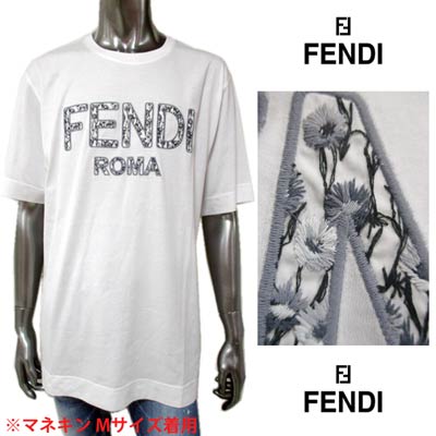 【完売】フェンディ FENDI メンズ トップス Tシャツ 半袖 ロゴ FENDIビッグロゴ・花柄刺繍ロゴ・ロゴタグ付きTシャツ 白 FY0936 ACN7 F0QA0 (R104500) 02A 秋冬【送料無料】 【smtb-TK】のサムネイル
