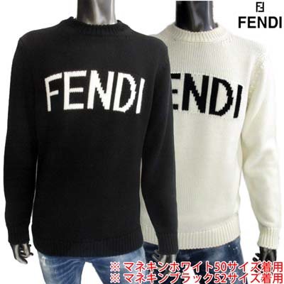 【完売】フェンディ FENDI メンズ トップス ニット セーター 2color フロント部分FENDIロゴ入りクルーネックウールセーター ブラック ホワイト FZZ387 A3M3 F0QA1/F0QA0 (R86900) 02A 秋冬【送料無料】 【smtb-TK】のサムネイル