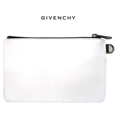 ジバンシー GIVENCHY メンズ 鞄 バッグ ポーチ ロゴ ユニセックス可 GIVENCHY斜めロゴ・ロゴ刺繍ストラップ付きミニレザーポーチ 白 BK603PK 0YT 116 (R73700) 02A 秋冬【送料無料】 【smtb-TK】
