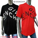 ジバンシー GIVENCHY メンズ トップス Tシャツ 半袖 ロゴ 2color アシンメトリーGIVENCHYロゴ刺繍付きTシャツ ブラック/レッド BM7...
