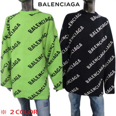 【完売】バレンシアガ BALENCIAGA メンズ トップス ニット セーター ユニセックス可 2color 総柄BALENCIAGAロゴ・袖/裾カットオフデザインオーバーサイズニット ブラック ライトグリーン 623283 T1567 3532/4177 (R150700) GB02A 秋冬【送料無料】 【smtb-TK】のサムネイル