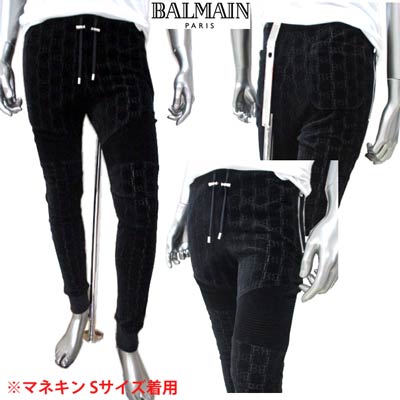 バルマン BALMAIN メンズ パンツ ボトムス ロゴ setup着可(トップス別売り)ベルベット素材・総柄Bロゴ・ジップロゴ刻印付きベロアジョガーパンツ ブラック UH15463 I366 0PA (R124000) 02A 秋冬 