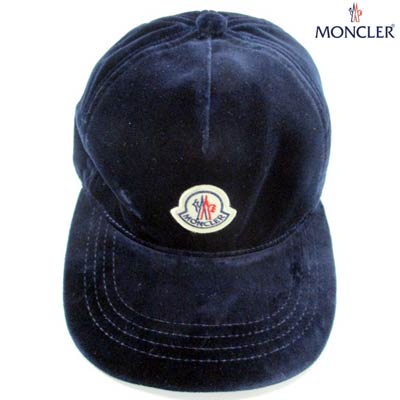 モンクレール 帽子 メンズ モンクレール MONCLER メンズ 帽子 キャップ ロゴ ユニセックス可 ベルベット素材・MONCLERロゴワッペン付きキャップ ネイビー 3B71900 549TK 778 (R37800) 02A 秋冬【送料無料】 【smtb-TK】