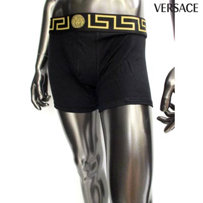 ヴェルサーチ(VERSACE)メンズ下着アンダーウェアロゴ2枚セット丈長いタイプ・グレカ柄・メデューサプリント付きボクサーパンツ黒AU1092A232741A80G(R15800)02A2020年秋冬新作【送料無料】【smtb-TK】