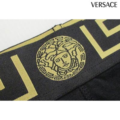 ヴェルサーチ(VERSACE)メンズ下着アンダーウェアロゴ2枚セット丈長いタイプ・グレカ柄・メデューサプリント付きボクサーパンツ黒AU1092A232741A80G(R15800)02A2020年秋冬新作【送料無料】【smtb-TK】
