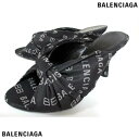 バレンシアガ BALENCIAGA レディース 靴 ハイヒール パンプス ミュール ロゴ オープントゥーデザイン・総柄BALENCIAGAモノグラムロゴ付きミュール ブラック 623334 W2BX0 1090 (R97600) 02A 秋冬【送料無料】 【smtb-TK】