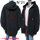 ヌメロヴェントゥーノ N°21 レディース トップス パーカー フーディー ロゴ ユニセックス可 ZIPダメージ加工・NUDE BEACHワッペン/ラバーロゴ付...
