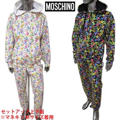 モスキーノ MOSCHINO メンズ トップス パーカー パンツ セットアップ上下組 ロゴ 2color 総柄マルチカラー安全ピンプリント サイドタグ付きセットアップジャージ A1718 V4324 8120 1001/1555 (R69100) 02A 秋冬【送料無料】 【smtb-TK】