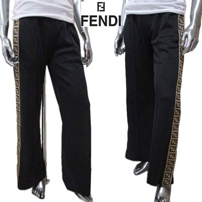 フェンディ FENDI メンズ パンツ ボトムス ロゴ ユニセックス可 サイドFFズッカ柄ロゴライン/サイドボタン付きワイドジョガーパンツ ブラック FAB203 ADH8 F0GME (R108900) 02A 秋冬【送料無料】 【smtb-TK】