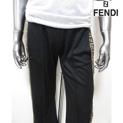 フェンディ FENDI メンズ パンツ ボトムス ロゴ ユニセックス可 サイドFFズッカ柄ロゴライン/サイドボタン付きワイドジョガーパンツ ブラック FAB203 ADH8 F0GME (R108900) 02A 秋冬【送料無料】 【smtb-TK】