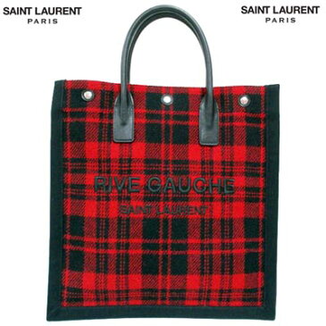 サンローランパリ SAINT LAURENT PARIS メンズ 鞄 バッグ ロゴ ユニセックス可 チェック柄・SAINT LAURENT RIVE GAUCHEロゴ刺繍付きトートバッグ レッド 632539 GKPGE 6461 (R238000/R159500) 02A 2020年秋冬新作【送料無料】 【smtb-TK】