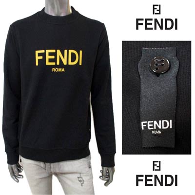フェンディ FENDI メンズ トップス スウェット トレーナー ロゴ FENDI ROMAロゴプリント付き裏起毛スウェット ブラック FY0178 AE05 F0QA1 (R126500) 02A 2020年秋冬新作【送料無料】 【smtb-TK】