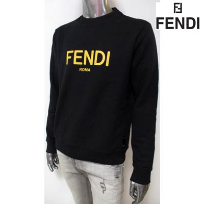 フェンディ FENDI メンズ トップス スウェット トレーナー ロゴ FENDI ROMAロゴプリント付き裏起毛スウェット ブラック FY0178 AE05 F0QA1 (R126500) 02A 2020年秋冬新作【送料無料】 【smtb-TK】