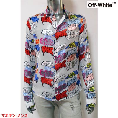 オフホワイト OFF-WHITE レディース トップス シャツ 長袖 ロゴ ユニセックス可 総柄スプレーグラフィティーロゴプリント付シースルーシャツ 白 OMGA147R 21FAB001 8400 (R88000) GB121 2021年春夏新作【送料無料】 【smtb-TK】