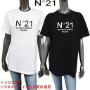 ヌメロヴェントゥーノ N°21 レディース トップス Tシャツ 半袖 2color フロントビックロゴプリント付きコットンTシャツ ホワイト ブラック F051 6314 9000/1101 (R28600) 121 春夏【送料無料】 【smtb-TK】