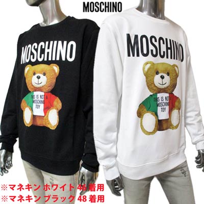 楽天ガッツ ブランドショップモスキーノ MOSCHINO メンズ トップス スウェット トレーナー ロゴ 2color MOSCHINO BEAR転写プリント付クルーネックスウェット ホワイト/ブラック ZPV1735 2027 1001/1555 （R64900） 121 春夏【送料無料】 【smtb-TK】