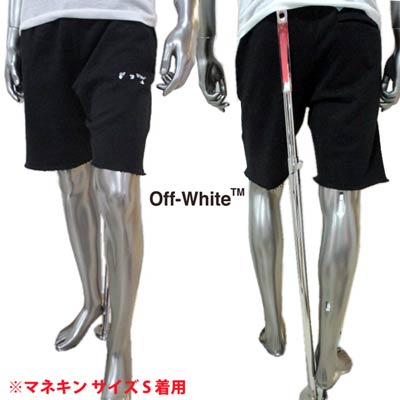 オフホワイト OFF-WHITE メンズ パンツ ボトムス ハーフパンツ ロゴ 裾カットオフデザイン OFF-WHITEロゴ刺繍付きハーフスウェットパンツ 黒 OMCI006R 21FLE005 1001 (R51700) GB121 春夏【送料無料】 【smtb-TK】