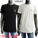 ヴェルサーチ VERSACE メンズ トップス Tシャツ 半袖 ロゴ 2color ※Vネックタイプもあります チェスト部分VERSACE/メデューサロゴプリント付Tシャツ 白/黒 AUU01005 A232741 A1001/A1008 (R11000) 121 春夏【送料無料】 【smtb-TK】