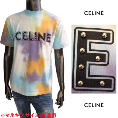 セリーヌ CELINE メンズ トップス Tシャツ 半袖 ロゴ タイダイカラー・フロントスタッズCELINEロゴプリント付Tシャツ マルチカラー 2X687 957M 14ML (R72600) GB121 春夏【送料無料】 【smtb-TK】のサムネイル