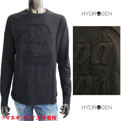 ハイドロゲン HYDROGEN メンズ トップス ロンT 長袖 ロゴ チュッパチャップスポップアップロゴ/HYDROGENロゴ刺繍付きロングTシャツ ブラック 284606 007 (R28600) 121 春夏【送料無料】 【smtb-TK】