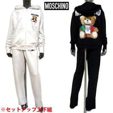 モスキーノ MOSCHINO レディース セットアップ上下組 トップス パンツ ロゴ 2color MOSCHINO BEAR転写ロゴプリント付きセットアップジャージ 白/黒 V1709+V0309 0527 1001/1555 (R166100) 121 2021年春夏新作【送料無料】 【smtb-TK】