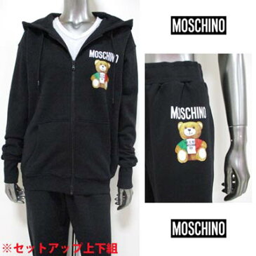 モスキーノ MOSCHINO レディース セットアップ上下組 トップス パンツ ロゴ 2color MOSCHINO BEAR転写ロゴプリント付きセットアップジャージ 白/黒 V1709+V0309 0527 1001/1555 (R166100) 121 2021年春夏新作【送料無料】 【smtb-TK】