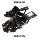バレンシアガ BALENCIAGA レディース 靴 サンダル ミュール ロゴ マルチバックルレザーベルト・ソールBALENCIAGAロゴ刻印付きミュール ブラッ...