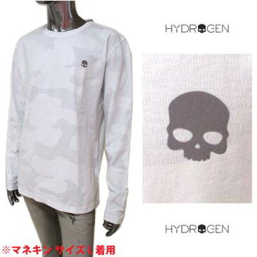 ハイドロゲン HYDROGEN メンズ トップス ロンT 長袖 ロゴ カモ柄・スカルスモールロゴプリント付きロングTシャツ 白 284639 B60 (R22000) 121 2021年春夏新作【送料無料】 【smtb-TK】