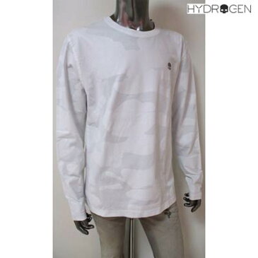 ハイドロゲン HYDROGEN メンズ トップス ロンT 長袖 ロゴ カモ柄・スカルスモールロゴプリント付きロングTシャツ 白 284639 B60 (R22000) 121 2021年春夏新作【送料無料】 【smtb-TK】