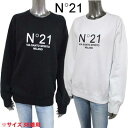 ヌメロヴェントゥーノ N°21 レディース トップス スウェット トレーナー ロゴ 2color フロントN°21ロゴプリント付きスウェット 白/黒 E031 ...