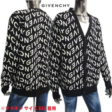 ジバンシー GIVENCHY メンズ トップス ニット カーディガン ロゴ ボタンロゴ刻印・総柄GIVENCHYランダムロゴ付ニットカーディガン ブラック BM90F1 4Y7G 004 (R185900) 121 2021年春夏新作【送料無料】 【smtb-TK】