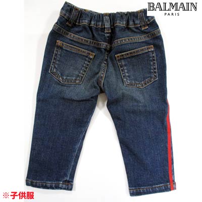 バルマン BALMAIN メンズ キッズ 子供服 赤ちゃん用 パンツ ボトムス ロゴ ボタンロゴ刻印・サイドBALMAINロゴライン付きデニムパンツ ブルー 6O6A70 OA630 621 (R31900) 121 2021年春夏新作【送料無料】 【smtb-TK】