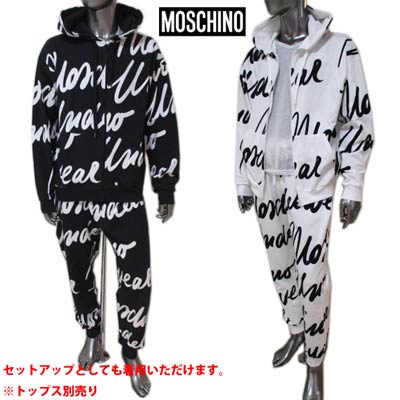 モスキーノ MOSCHINO メンズ パンツ ボトムス ロゴ 2color セットアップ可(トップス別売り) 総柄MOSCHINO筆記体ロゴプリント付スウェットパンツ A4310 8111 1001/1555 (R30800) 2021年春夏新作【送料無料】 【smtb-TK】
