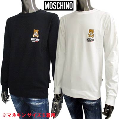 モスキーノ MOSCHINO メンズ トップス ロンT ロゴ 2color チェスト部分MOSCHINO BEARロゴプリント・サイドロゴタグ付きロングTシャツ 白/黒 A1811 8126 1/555 (R20900) 121 2021年春夏新作【送料無料】 【smtb-TK】