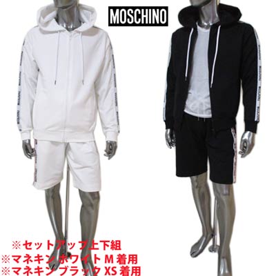 楽天ガッツ ブランドショップモスキーノ MOSCHINO メンズ トップス パンツ ハーフパンツ セットアップ上下組 ロゴ 2color サイドMOSCHINOロゴライン付きセットアップジャージ A1707+A4306 8120 1/555 （R66000） 121 春夏【送料無料】 【smtb-TK】