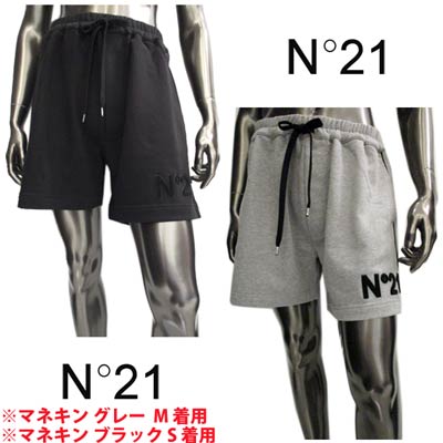 ヌメロベントゥーノ N°21 メンズ パンツ ボトムス ハーフパンツ ロゴ 2color 裾部分N°21ロゴワッペン・サイドライン付ハーフスウェットパンツ 黒/グレー D041 6315 9000/8993 (R46200) 121 2021年春夏新作【送料無料】 【smtb-TK】