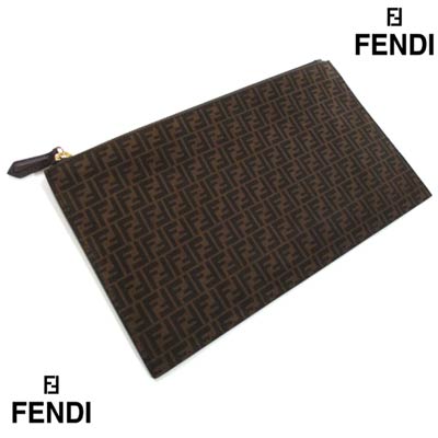 フェンディ FENDI メンズ 鞄 バッグ ロゴ ユニセックス可 総柄FFズッカ柄プリント付きレザークラッチバッグ ブラウン ブラック 8N0149 AFIS F1E3L (R74800) 121 春夏【送料無料】 【smtb-TK】
