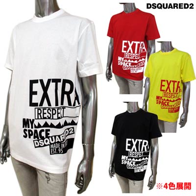 ディースクエアード DSQUARED2 メンズ トップス Tシャツ 半袖 ロゴ 4color レフトサイドランゲージロゴ/DSQUARED2ロゴプリント付Tシャツ 白/黒/赤/黄色 S71GD1022 S23009 100/900/314/174 (R34100) 121 春夏【送料無料】 【smtb-TK】