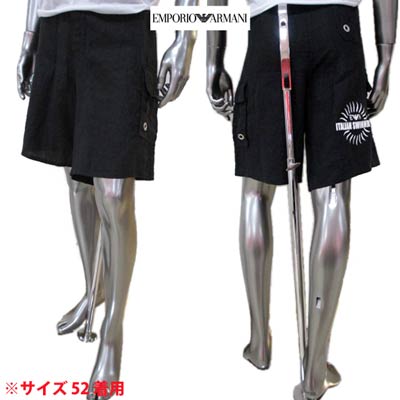 樂天商城 - エンポリオアルマーニ EMPORIO ARMANI メンズ パンツ ボトムス ハーフパンツ ロゴ リネン素材・バック裾部分EA7/ITALIAN SWIMMERSロゴプリント付きカーゴパンツ ブラック 210951 8S450 00020 (R32800) 8S 【送料無料】 【smtb-TK】