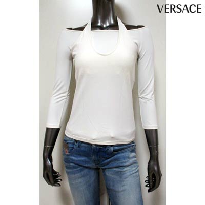 ジャンニヴェルサーチ GIANNI VERSACE レディース トップス 長袖 ロゴ 裾部分ロゴ・キャミソールドッキングデザイン七分丈ロングTシャツ 35552 114869 001 (R18800) 12A 【送料無料】 【smtb-TK】